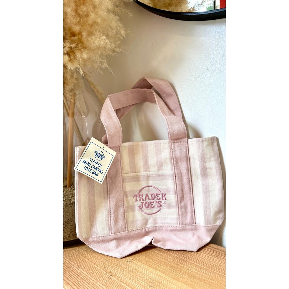 Trader Joe's Mini Striped Canvas Tote Bag Set NWT - Picture 4 of 10